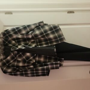 2 piece black and white pants suit